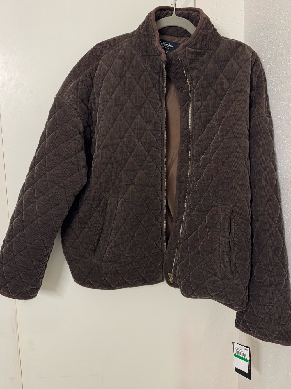 Quilted Corduroy Lined Women’s Jacket Chocolate/Brown - Size Large